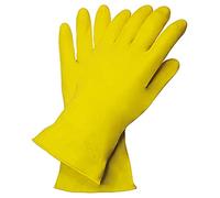 Nitras 3220 Lot de 12 Paires de Gants en Latex - Gant Menage - Veloursés - pour Contact Alimentaire - Etanches Longs pour Nettoyage Vaisselle Linge - Jaune
