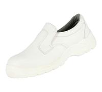 NITRAS 7250 Clean Step I Chaussure de Cuisine - Forme Mocassin - Chaussure de Travail S2 - Industrie Agro Alimentaire - Restauration - Aide Soignante - Antiderapante,Blanc Basket 36