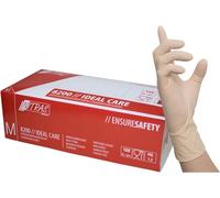 Nitras 8200-M IDEAL CARE Lot de 100 gants jetables en latex non stériles, bord roulé, non poudrés, naturels, taille M