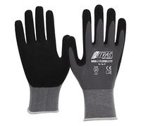Nitras 8800 Lot de 12 paires de gants de jardinage flexibles et résistants à l'abrasion, très bonne adhérence, taille 7, noir/gris