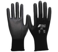 NITRAS Lot de 12 paires de gants de travail en nylon noir Taille 6