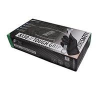 Nitras Lot de 50 gants jetables en nitrile avec adhérence optimisée Tough Grip N (L, noir)