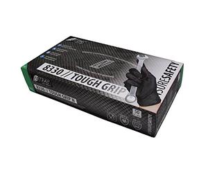 Nitras Lot de 50 gants jetables en nitrile avec adhérence optimisée TOUGH GRIP N (M, noirs)
