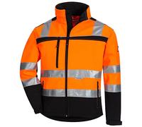 Nitras Motion TEX VIZ High Visibility Softshell Jacket | Work Jacket with 3M Reflective Trim | Windbreaker (3XL, Orange)