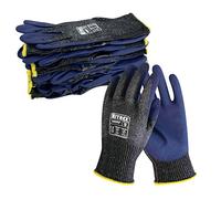 NITREX 340RF Boîte de 60 paires de gants de travail et de sécurité Taille 8 - Gants résistants aux coupures avec revêtement en mousse nitrile sur la paume