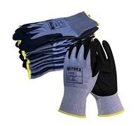 NITREX Unigloves 242D Gants réutilisables avec revêtement en nitrile PU, technologie NitreGuard et doublure résistante aux coupures Bleu/noir