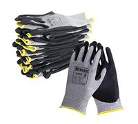 NITREX Unigloves 245N Lot de 10 paires de gants anti-coupures avec technologie NitreGuard et NitreGrip, revêtement en nitrile sable et doublure résistante aux coupures de poids moyen, gris/noir