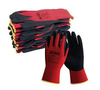 NITREX Unigloves 275D Gants de manutention réutilisables avec revêtement en mousse latex et doublure légère sans couture, rouge/noir