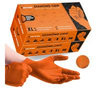 Nitrile Gloves (2 Packs Of 50)-High Density Diamond Orange-Latex And Powder Free Orange Nitrile Xl-Extra Thick And Super Strong Mechanic-Max Dexterity L5