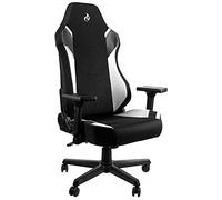 NITRO CONCEPTS X1000 Gaming Chair, Chaise de Bureau Ergonomique, Chaise de Bureau, Siege Gamer, Fauteuil Relax, Fauteuil Gamer, Housse en Tissu, Capacité de Charge 135 kg, Noir/Blanc