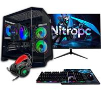 PC Gamer complet Nitropc Pack Gold - AMD Ryzen 5 5500, RTX 3050 8GB, RAM 16GB, M.2 1TB, Win11, WiFi - Écran 24 FullHD et accessoires