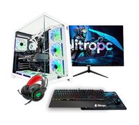 NitroPC - Pack Extrême | PC Gaming Complet (AMD Ryzen 7 5800X 3.8GHz, RTX 5060 8Go, RAM 32Go, M.2 1To, Windows 11 Pro, RGB | WiFi, Moniteur 24", Clavier, Souris, Casque) PC de Bureau (Blanc)
