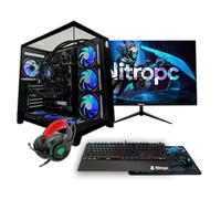 NitroPC - Pack Gold Plus v2 | PC Gamer Complet (AMD Ryzen 7 5800X 3.8GHz, RTX 5060 8Go, 32Go RAM, M.2 1To, Windows 11 Pro, RGB | WiFi, écran 24", Clavier, Souris, Casque, Ordinateur Gaming (Noir)