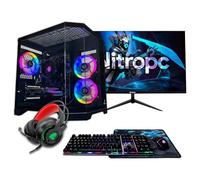 NitroPC - Pack Silver Plus | PC Gamer Complet (AMD Ryzen 5 5500 4.2GHz, RTX 3050 8Go, 16Go RAM, M.2 1To, Windows 11 PRO, RGB | WiFi écran 24" clavier souris, casque) Ordinateur de bureau Gaming (Noir)