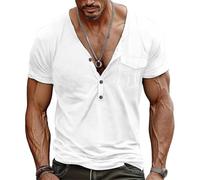 NITRY Manches Courtes Homme Casual T-Shirt Homme Mode Impression T-Shirt Homme Couleur Unie T-Shirt Homme Personnalité Tendances Perspective T-Shirt Homme G-White2 XXL