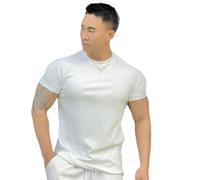 NITRY Manches Courtes Homme Personnalité Tendances Perspective T-Shirt Homme Casual T-Shirt Homme Mode Impression T-Shirt Homme Couleur Unie T-Shirt Homme A-White1 M