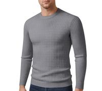 NITRY Pull À Manches Longues Homme Classique Décontractée Couleur Unie Basique Pullover Coupe Régulière Doux Respirable Tricots H-Dark Grey M