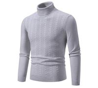 NITRY Pull À Manches Longues Homme Coupe Régulière Col Montant Chaud Basique Pullover Classique Décontractée Couleur Unie Tricots T-Light Grey M
