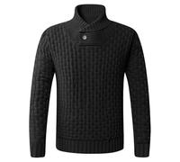 NITRY Pull en Tricot Homme Respirable Chaud Confortable Manches Longues Pullover Tempérament Mode Décontractée Tricots G-Black M