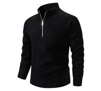 NITRY Pull en Tricot Homme Respirable Chaud Revers Manches Longues Pullover Tempérament Mode Décontractée Tricots F-Black M