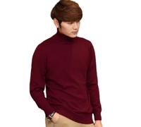 NITRY Pull en Tricot Homme Respirable Doux Chaud Confortable Manches Longues Pullover Tempérament Décontractée Couleur Unie Tricots P-Date Red XXL