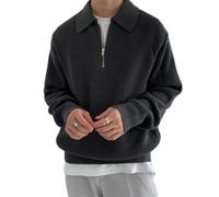 NITRY Pull Homme Jeunesse All-Match Classique Basique Pull Homme Slim Fit Confortable Chaud Pull À Manches Longues Homme Mou Casual Mode Pull en Tricot Homme F-Black L