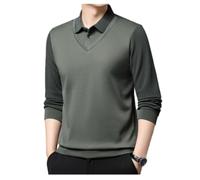 NITRY T-Shirt Homme Classique Urbain Tendance Poloshirt Mince Doux Respirable Manches Longues T-Shirts Lumière Mode Confortable Décontractéet-Shirt G-Bean Green L