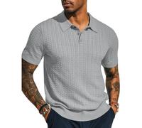 NITRY Tricots Hommes Beau Gosse Tendance Tops Coupe Slim Doux Confortable T-Shirt Rétro Mode Casual Manche Courte Classique Pull en Maille K-Light Grey XL