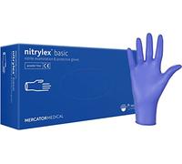 Nitrylex Basic Gants Nitrile Jetables, Examen Protecteur, Non Poudrés, Non Stériles, Couleur Bleu, Taille S (6-7), Ambidextre, Bout Doigt Texturé, Poignet Bordé, dispenser box 100 Pcs