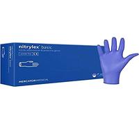 Nitrylex Classic Gants Nitrile Jetables, Examen Protecteur, Non Poudrés, Non Stériles, Couleur Bleu, Taille L (8-9), Ambidextre, Micro + Bout Doigt Texturé, Poignet Bordé, dispenser box 100 Pcs