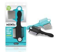 NitWits Lot de 2 peignes 3 en 1 pour poux et œufs - Démêle, élimine les poux et les œufs - Comprend une loupe 5x
