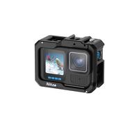 Nitze Cage pour GoPro Hero 13/12 / 11/10 / 9, Cage pour Caméra avec Interface Magnétique, Trous Filetés 1/4" et 2 Cold Shoe pour Microphone et Lampe Vidéo LED - T-GP02A