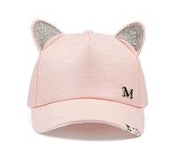 NIUASH Casquettes de Baseball Femmes été Automne Noir Blanc Chapeau Rose Oreilles de Chat Casquette de Baseball de Chat avec Anneaux et Dentelle Jolie Fille Chapeau-B