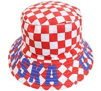 NIUASH Chapeau de pêcheur Rouge Blanc Plaid Croatie Pêcheur Chapeaux Bucket Caps Femmes Hommes AA