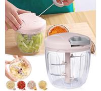 NIUAWASA Hachoir Manuel 900 ml, Hachoir Manuel Avec Cordon de Serrage Robot de Cuisine Avec Lames en Acier Inoxydable Slicer Dicer Grinder pour Oignons Ail Noix