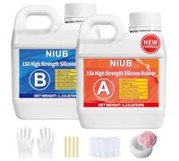 NIUB 15A Kit de Silicone pour Moulage - Gomme Silicone Fluide 1,1KG, Élastomère Non Toxique, Facile à Utiliser, Matériau Souple pour Moules, Catalysé au Platine