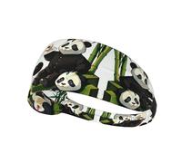 NIUBADAO Pandas of Father and Son Bandeau de sport élastique unisexe évacue l'humidité et élimine l'excès de sueur, convient pour les sports tels que le football, la course à pied, le yoga, etc. Noir