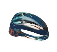 NIUBADAO Sharks Under The Sea Bandeau de sport élastique unisexe qui évacue l'humidité et élimine l'excès de sueur, convient pour les sports tels que le football, la course à pied, le yoga, etc. Noir