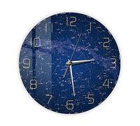 NIUBB Horloge Murale Ronde 30 CMNuit Ciel étoile Carte Design Moderne imprimé Horloge Murale pour Salon Carte céleste Constellation décor à la Maison étoile Espace Montre Murale