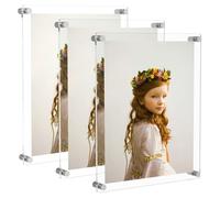 NIUBEE Lot de 3 cadres photo flottants en acrylique transparent 28 x 35,6 cm