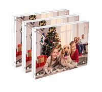 NIUBEE Lot de 3 cadres photo magnétiques double face en acrylique transparent 10,2 x 15,2 cm