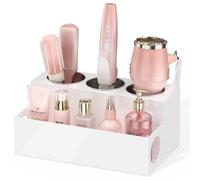 NIUBEE Organiseur et support en acrylique pour outils de coiffure, rangement de comptoir de salle de bain pour sèche-cheveux, accessoires, maquillage et articles de toilette