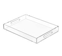 NIUBEE Plateau de Service Transparent 30,5 x 40,6 cm - Anti-déversement - Plateau décoratif en Acrylique pour Ottoman, Table Basse, comptoir avec poignées