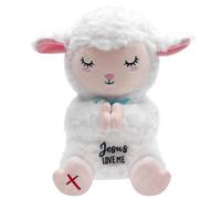 NIUBEHOHO Jesus Love Me Jouet en peluche - Agneau en peluche doux pour bébé, poupée de prière pour baptême, Pâques, première communion, cadeaux scolaires du dimanche 25,4 cm