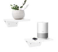 NIUBEST Lot de 2 petites étagères flottantes, étagère murale trapézoïdale pour lampe de table, affichage de plantes, bords en bois décoratifs chic pour salon, chambre, cuisine, bureau, pin, 20 x 15 cm