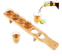 NIUBEST Lot de 6 verres à shot comprenant 6 verres à tequila et un plateau de service pour en vrac - Ensemble de support transparent pour fête, bar, club, cocktail
