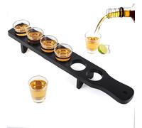 NIUBEST Lot de 6 verres à shot - Contient 6 verres à Tequila et un plateau de service pour vrac - Ensemble de verres à shot transparent pour fête, bar, club, cocktail (noir)