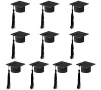 Niuhong 10 Pcs Mini-Chapeau Docteur Décoration Bouteille Vin Mini Chapeaux Mignons Chapeaux Miniatures Bouteilles Vin Chapeaux Fermeture Petite Casquette Fin d'Études Déco Art DIY Craft Hats (noir)