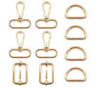 Niuhong 10 Pcs Mousquetons Avec Articulation Pivotante Anneaux D Curseur Réglage Ceinture Sac Bricolage Bandoulière Artisanat Coudre Boucle Ceinture Accessoires Réparation (Doré 32mm)