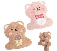 Niuhong 2 Pcs 0.5L Petite Bouillotte Chaude Ours Dessin Animé Mignon Drôle Couverture Peluche Douce Chauffe-Mains Animaux Mini Sac d'Eau Portable Enfants Femmes Seniors Ventre Mains Et Pieds (A)